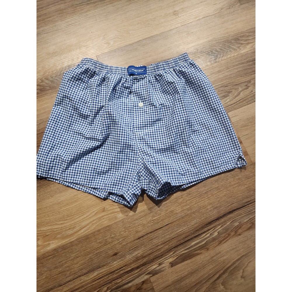 Embrator Blue White Gingham Pajama Shorts Elastic Waist Lounge Sleepwear Medium